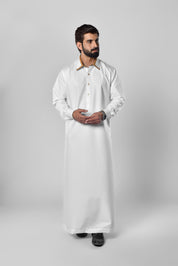 Brown Detailed Mens Collar Thobe in UK