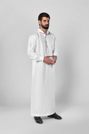 Elegant White Dishdasha with Buttons in UK