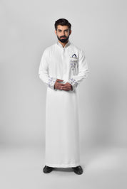 Embroidered White Thobe in UK
