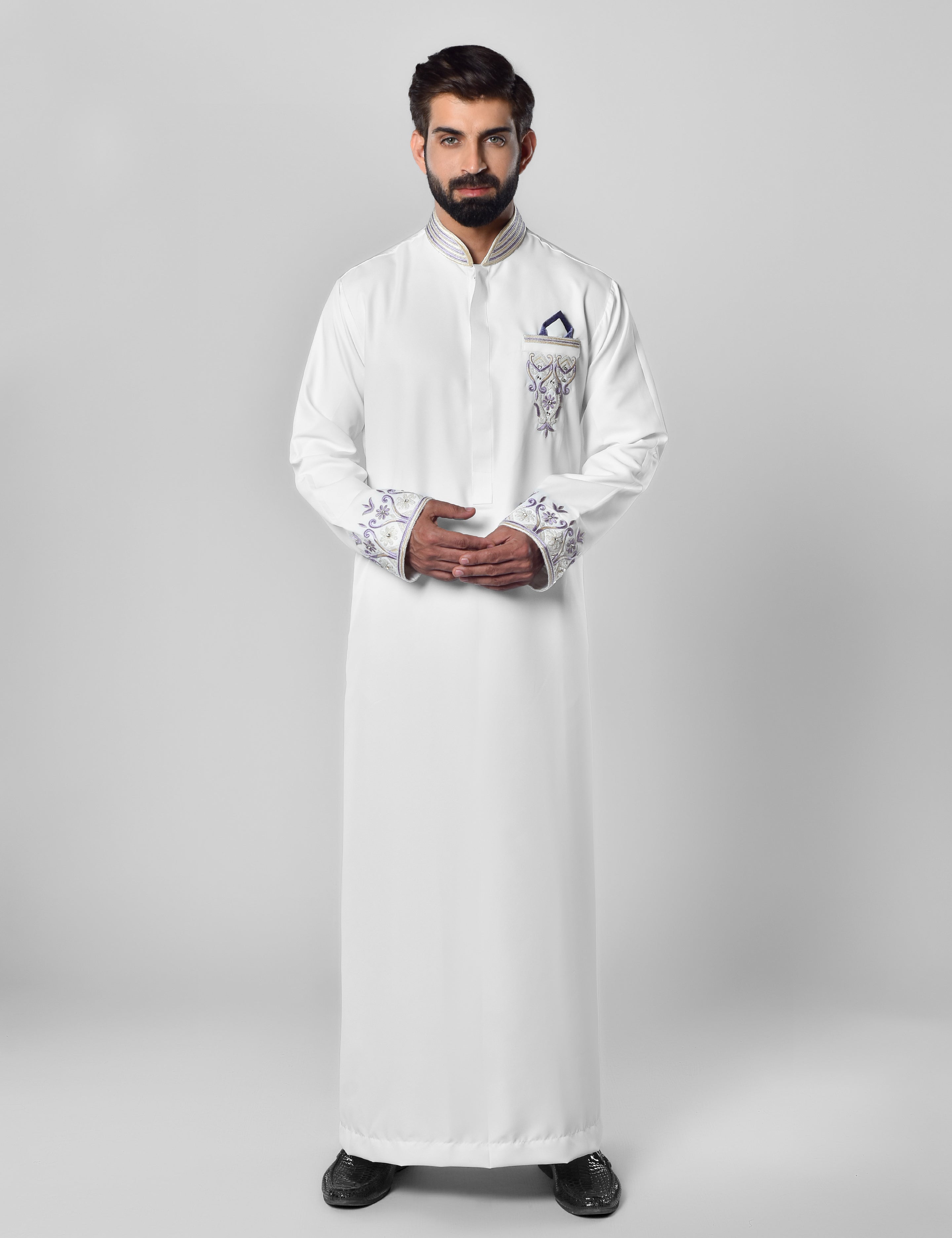 Embroidered White Thobe in UK