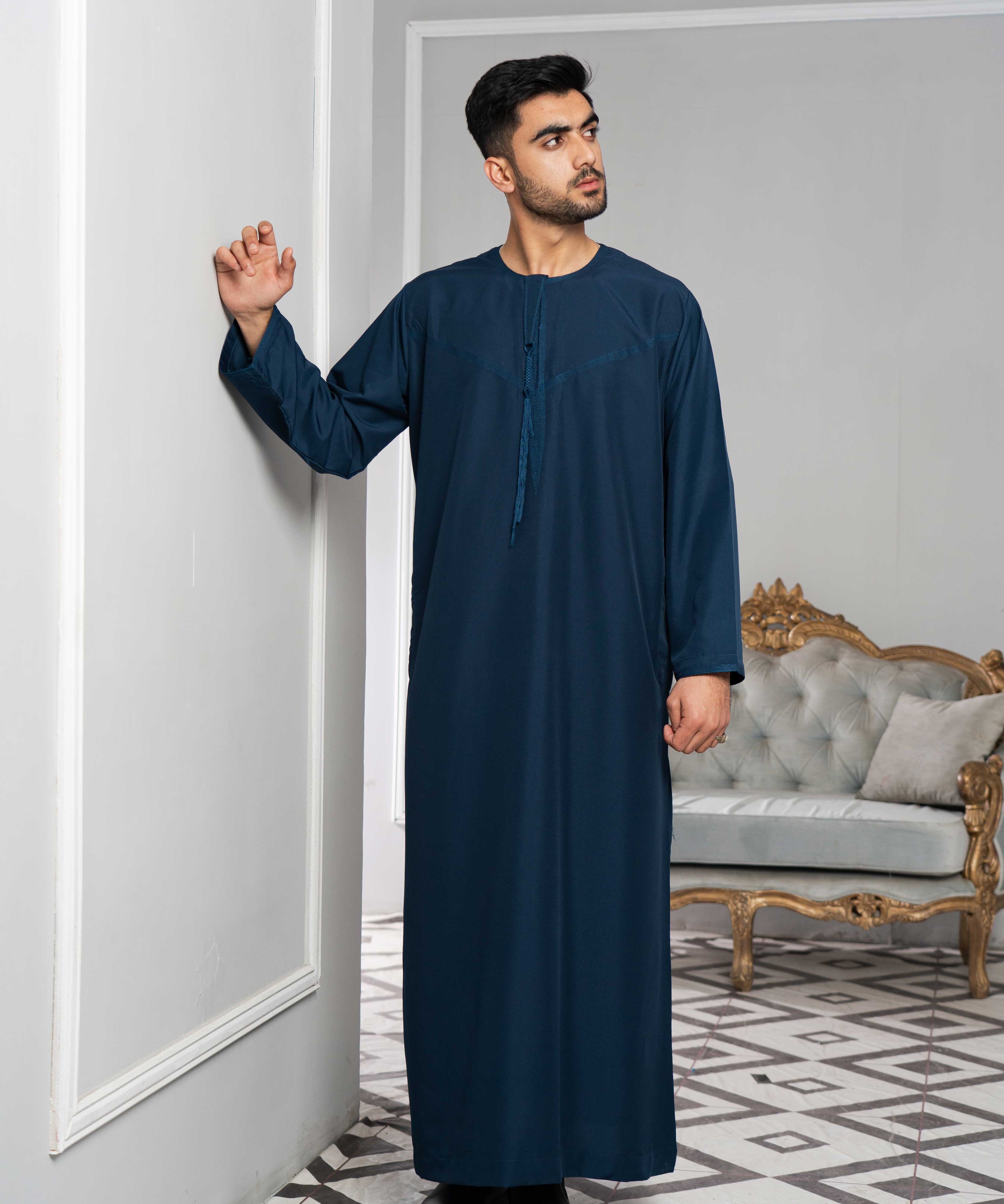 Mens Navy Blue Emirati Thobe