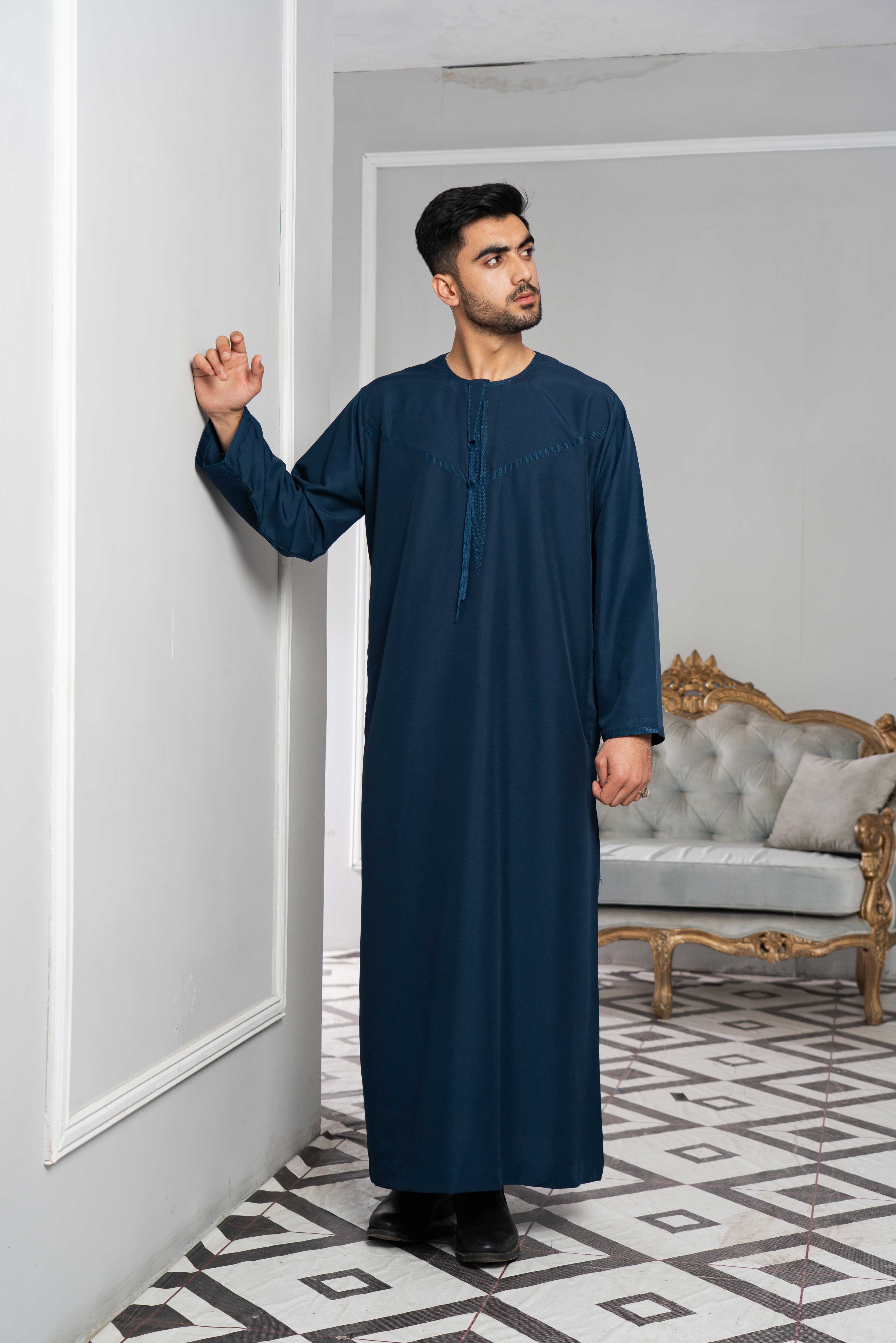Mens Navy Blue Emirati Thobe