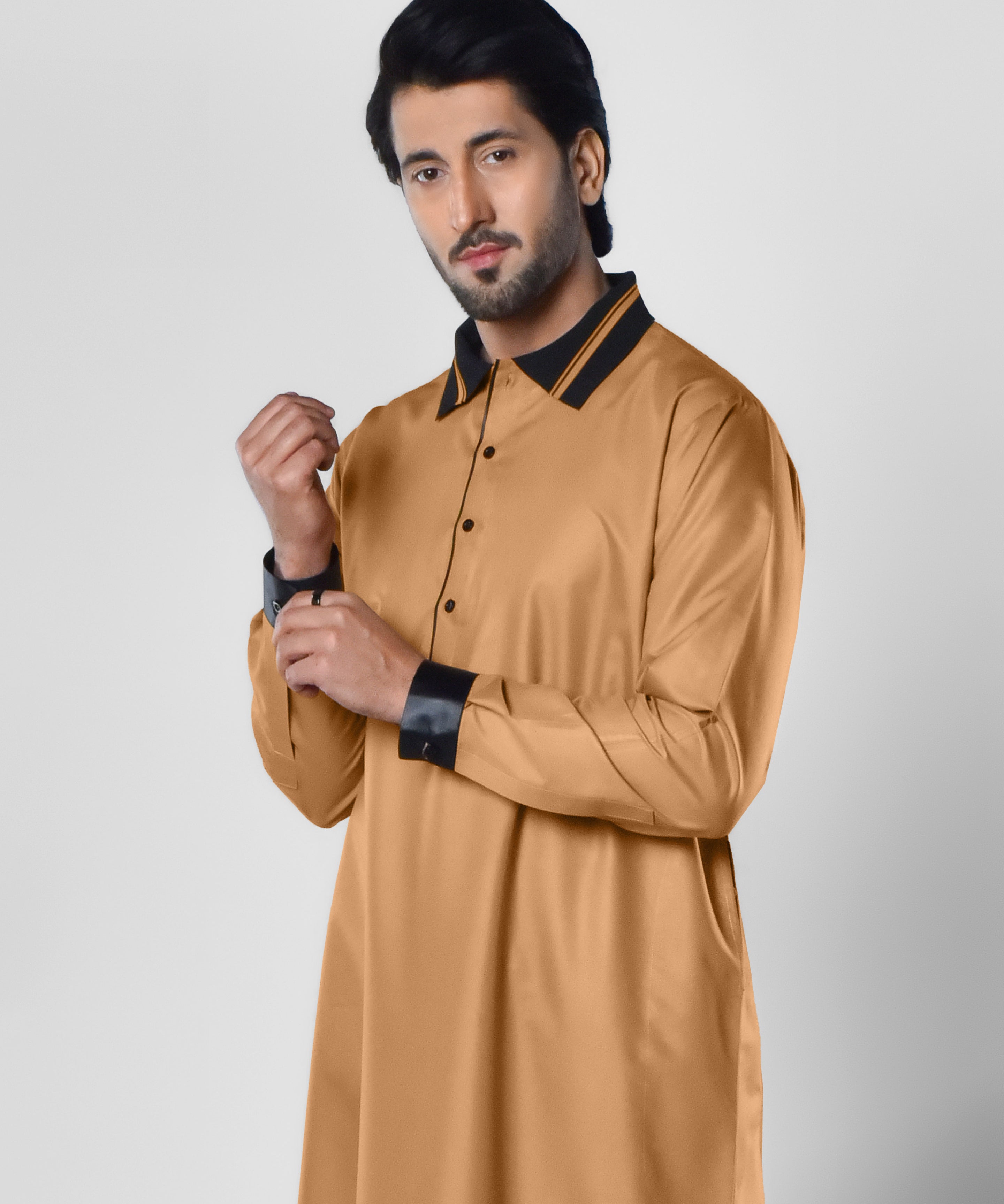 Mens Tan Jubba with Contrast Collar in UK