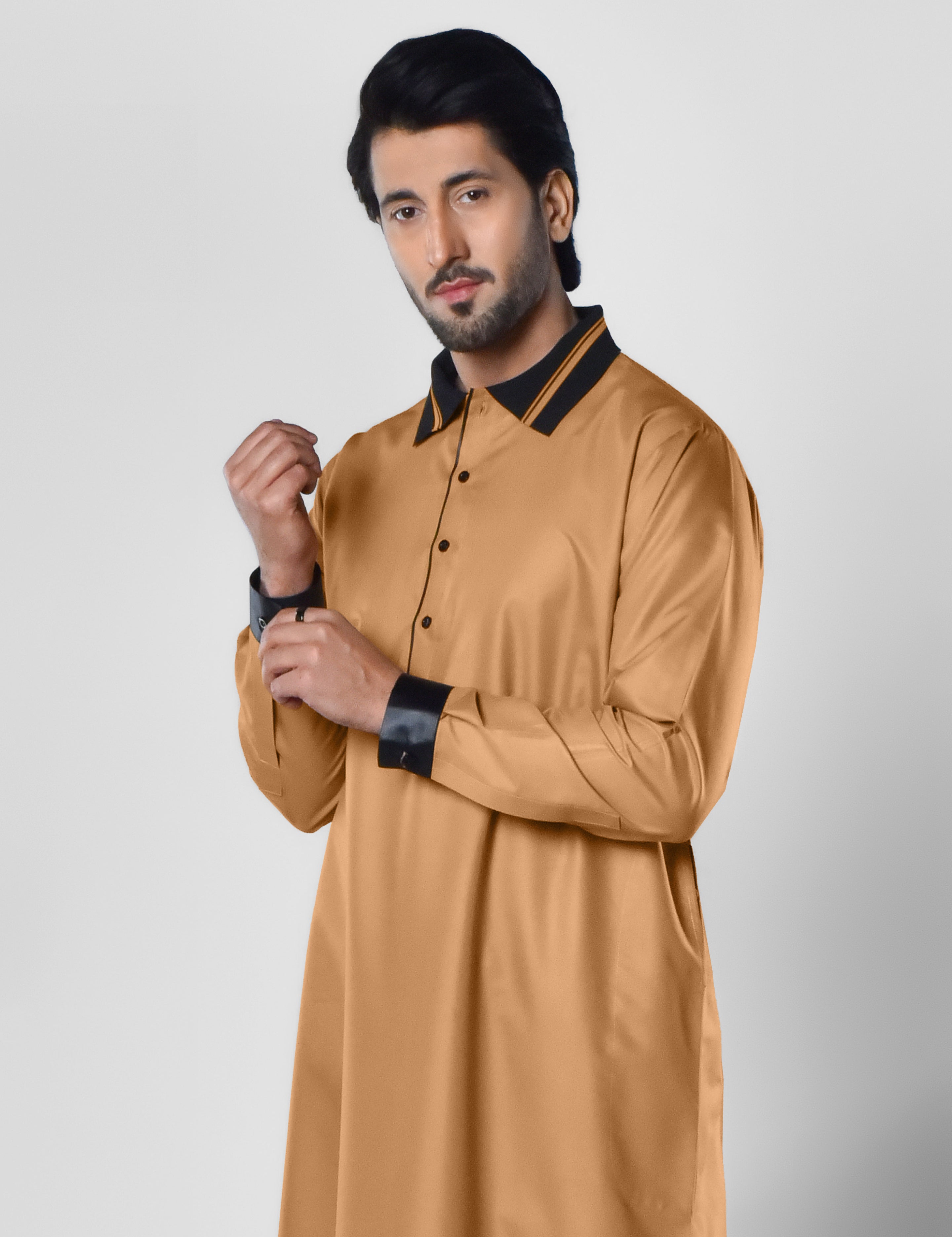 Mens Tan Jubba with Contrast Collar in UK
