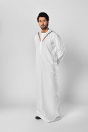 Mens White Thobe with Bronze Embroidery in UK