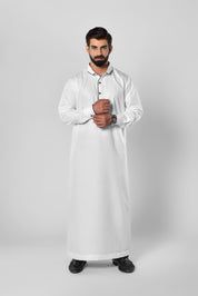Mens White Thobes with Maroon Edging in UK