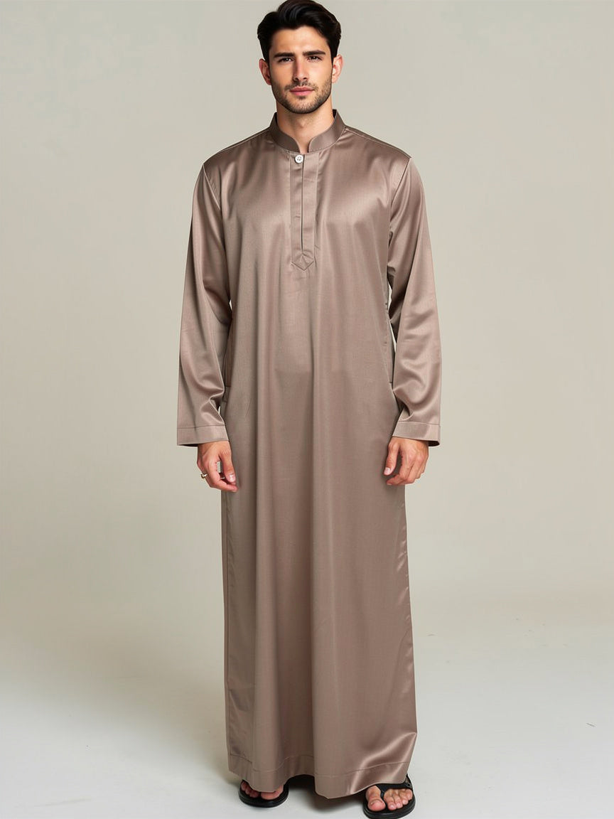 Mens Silver Mink Thobe with Premium Metallic Finish